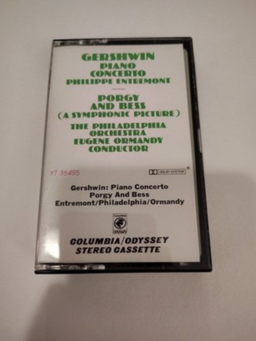 Gershwin Piano Concerto Philadelphia Orchestra Ormandy Entremont Cassette Tape